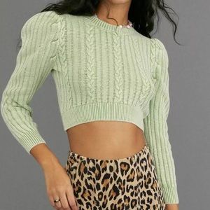 cropped urban outfitters green sweater